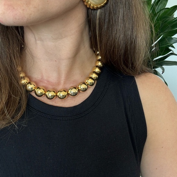 Extra Large Gold Beaded Necklace - Picture 3 of 12